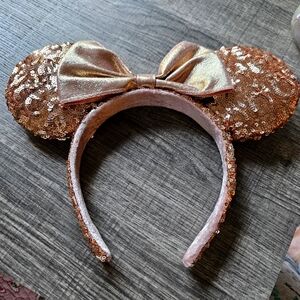 Disney Rose Gold Sequin Mouse Ears Headband with Bow